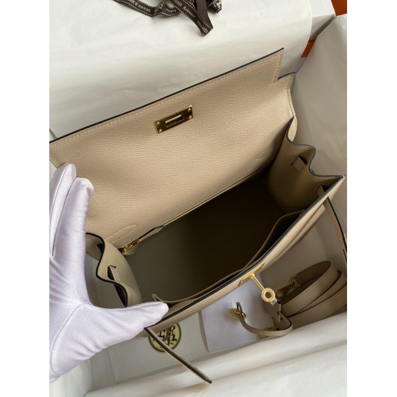 Hermes Kelly Sellier 28 Handmade Bag In Trench Epsom Calfskin Hermes Kelly Sellier 28 Handmade Bag In Trench Epsom Calfskin