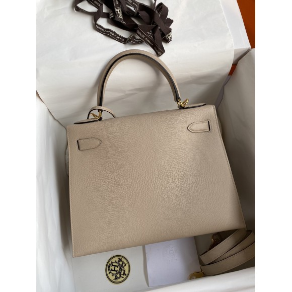 Hermes Kelly Sellier 28 Handmade Bag In Trench Epsom Calfskin Hermes Kelly Sellier 28 Handmade Bag In Trench Epsom Calfskin