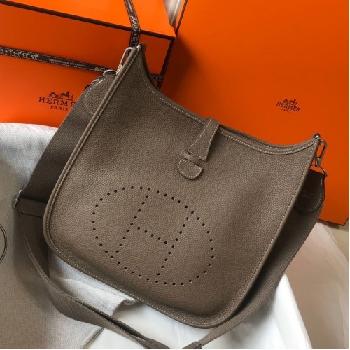 Hermes Evelyne III 29 Bag In Taupe Clemence Leather Hermes Evelyne III 29 Bag In Taupe Clemence Leather