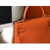 Hermes Kelly 28cm Retourne Bag in Orange Clemence Leather GHW