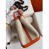 Hermes Garden Party 30 Handmade Bag in Toile and Orange Leather
