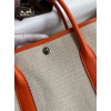 Hermes Garden Party 30 Handmade Bag in Toile and Orange Leather