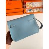 Hermes Kelly Depeches 25 Pouch in Blue Jean Epsom Calfskin
