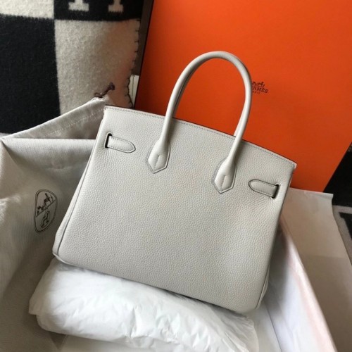 Hermes Birkin 30 Bag in Pearl Grey Clemence Leather with GHW Hermes Birkin 30 Bag in Pearl Grey Clemence Leather with GHW