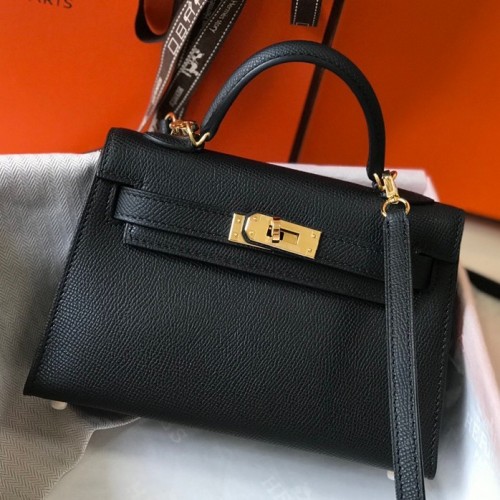 Hermes Kelly Mini II Sellier Bag In Black Epsom Leather Hermes Kelly Mini II Sellier Bag In Black Epsom Leather