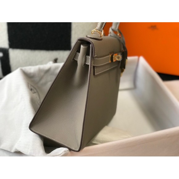 Hermes Kelly 28cm Sellier Bag in Gris Asphalt Epsom Calfskin GHW Hermes Kelly 28cm Sellier Bag in Gris Asphalt Epsom Calfskin GHW