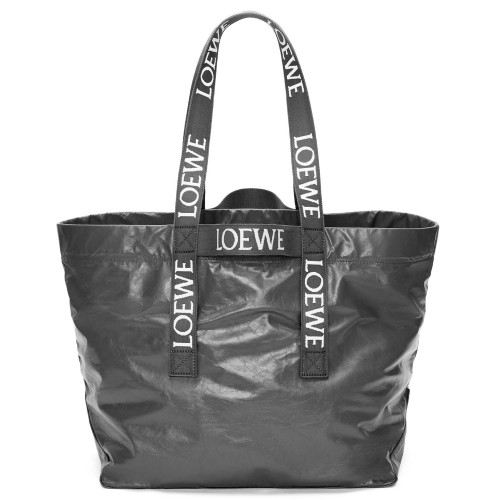 Loewe Fold Shopper Bag in Black Paper Calfskin Loewe Fold Shopper Bag in Black Paper Calfskin