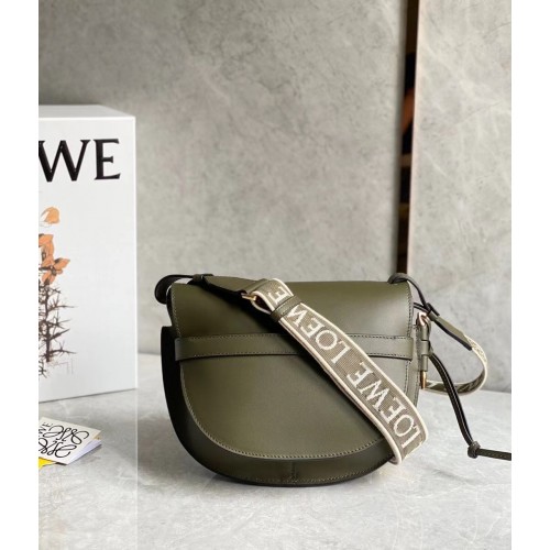 Loewe Gate Small Bag In Green Calfskin and Jacquard Loewe Gate Small Bag In Green Calfskin and Jacquard