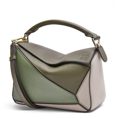 Loewe Puzzle Small Bag In Multicolour Green Calfskin Loewe Puzzle Small Bag In Multicolour Green Calfskin
