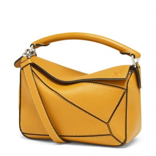 Loewe Puzzle Mini Bag In Yellow Calfskin Loewe Puzzle Mini Bag In Yellow Calfskin