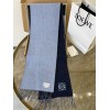 Loewe Double Face Scarf in Navy/Light Blue Wool and Cashmere