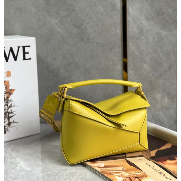 Loewe Puzzle Edge Small Bag In Yellow Satin Calfskin Loewe Puzzle Edge Small Bag In Yellow Satin Calfskin
