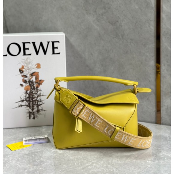 Loewe Puzzle Edge Small Bag In Yellow Satin Calfskin Loewe Puzzle Edge Small Bag In Yellow Satin Calfskin