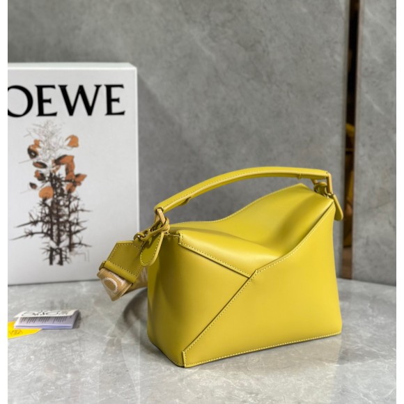 Loewe Puzzle Edge Small Bag In Yellow Satin Calfskin Loewe Puzzle Edge Small Bag In Yellow Satin Calfskin