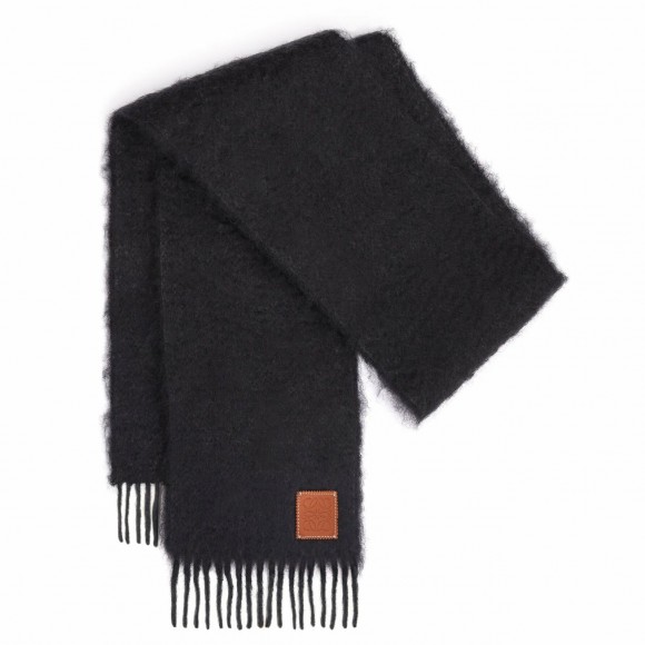 Loewe Scarf in Black Mohair and Wool Loewe Scarf in Black Mohair and Wool