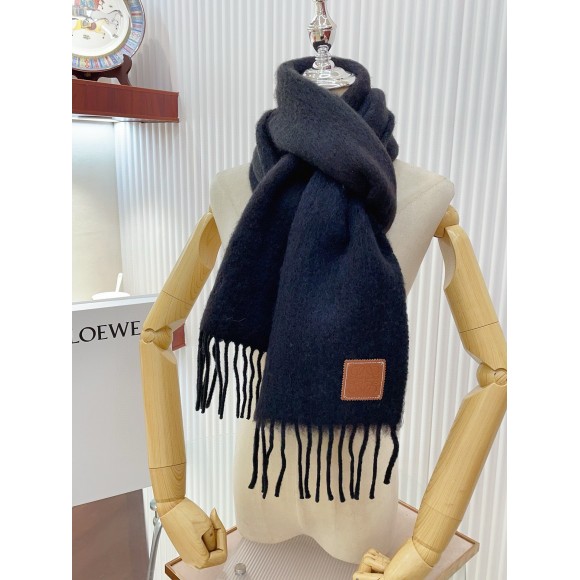 Loewe Scarf in Black Mohair and Wool Loewe Scarf in Black Mohair and Wool