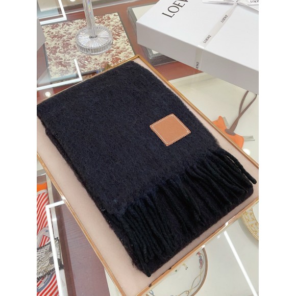Loewe Scarf in Black Mohair and Wool Loewe Scarf in Black Mohair and Wool