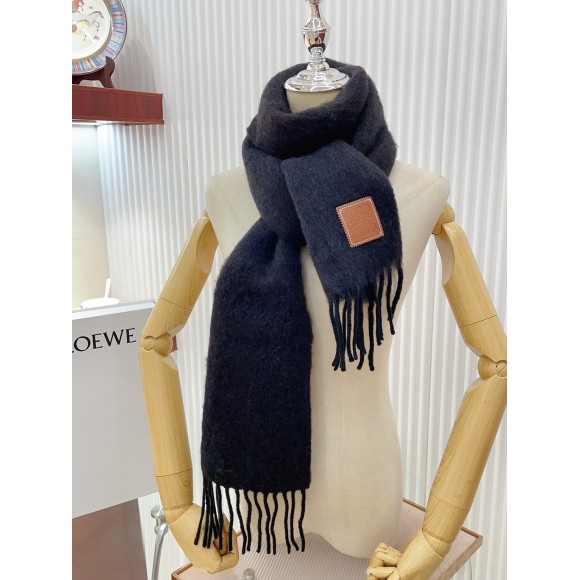 Loewe Scarf in Black Mohair and Wool Loewe Scarf in Black Mohair and Wool
