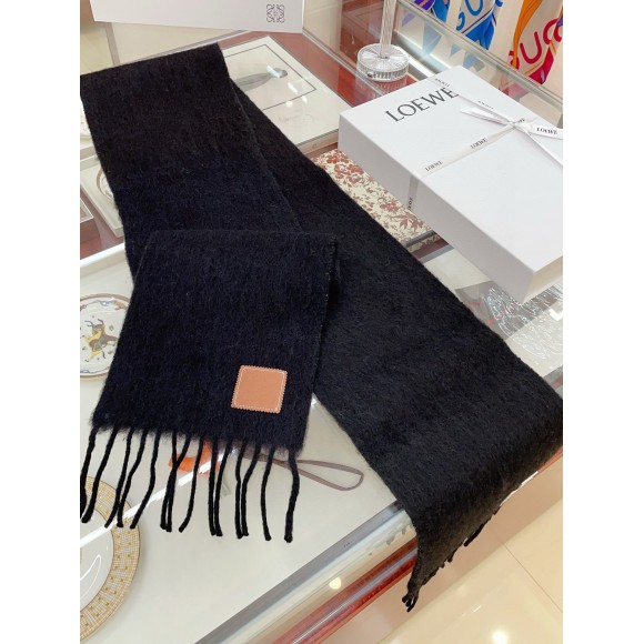 Loewe Scarf in Black Mohair and Wool Loewe Scarf in Black Mohair and Wool