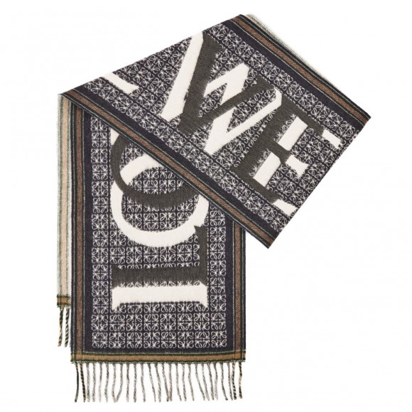 Loewe Love Scarf in Navy Blue Wool and Cashmere Loewe Love Scarf in Navy Blue Wool and Cashmere