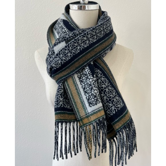 Loewe Love Scarf in Navy Blue Wool and Cashmere Loewe Love Scarf in Navy Blue Wool and Cashmere