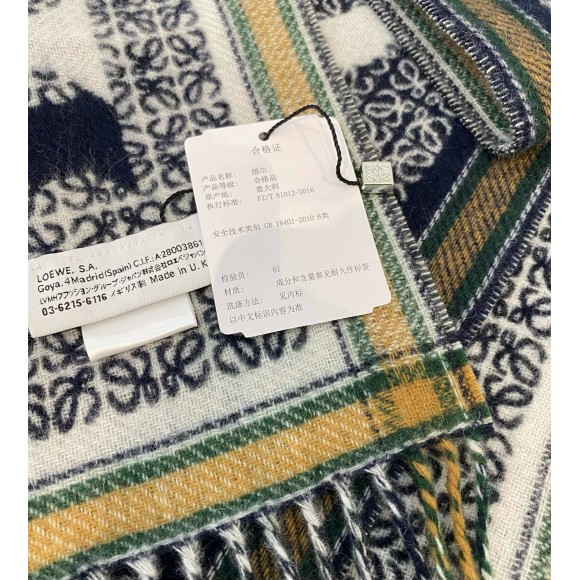 Loewe Love Scarf in Navy Blue Wool and Cashmere Loewe Love Scarf in Navy Blue Wool and Cashmere