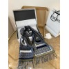 Loewe Love Scarf in Navy Blue Wool and Cashmere