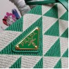 Prada Symbole Small Bag In Green/White Jacquard Fabric