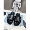 Prada Slides In Black Soft Padded Nappa Leather