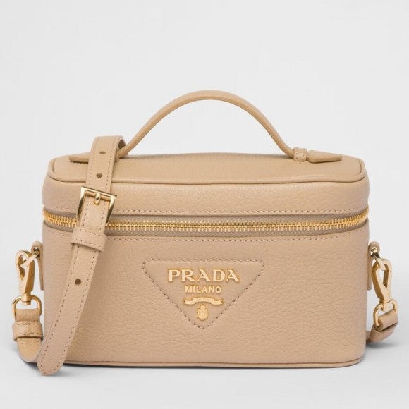 Prada Mini Vanity Bag in Sand Beige Grained Leather Prada Mini Vanity Bag in Sand Beige Grained Leather