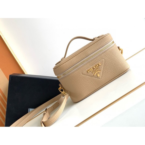 Prada Mini Vanity Bag in Sand Beige Grained Leather Prada Mini Vanity Bag in Sand Beige Grained Leather