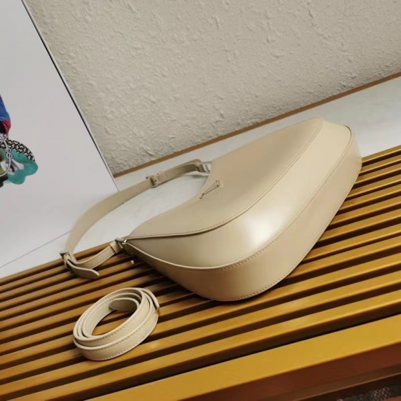 Prada Cleo Large Bag In Beige Brushed Leather Prada Cleo Large Bag In Beige Brushed Leather