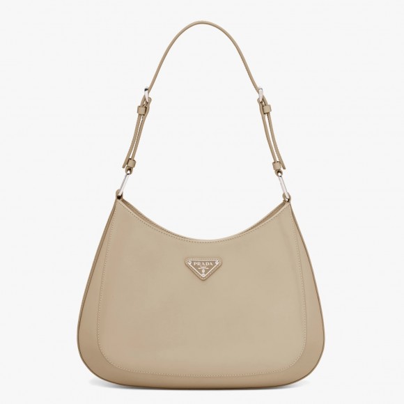 Prada Cleo Large Bag In Beige Brushed Leather Prada Cleo Large Bag In Beige Brushed Leather