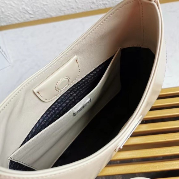 Prada Cleo Large Bag In Beige Brushed Leather Prada Cleo Large Bag In Beige Brushed Leather