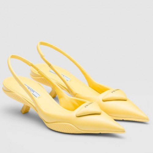 Prada Slingback Pumps in Yellow Padded Leather Prada Slingback Pumps in Yellow Padded Leather