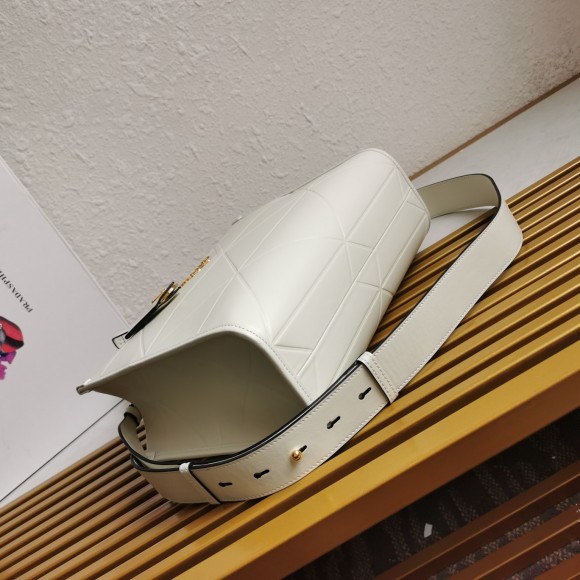 Prada Symbole Small Bag with Topstitching in White Leather Prada Symbole Small Bag with Topstitching in White Leather