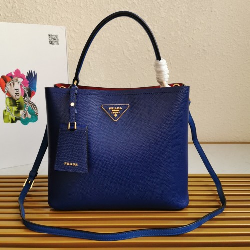 Prada Large Panier Bag In Blue Saffiano Leather Prada Large Panier Bag In Blue Saffiano Leather