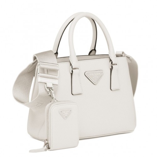 Prada Galleria Mini Bag In White Saffiano Leather Prada Galleria Mini Bag In White Saffiano Leather