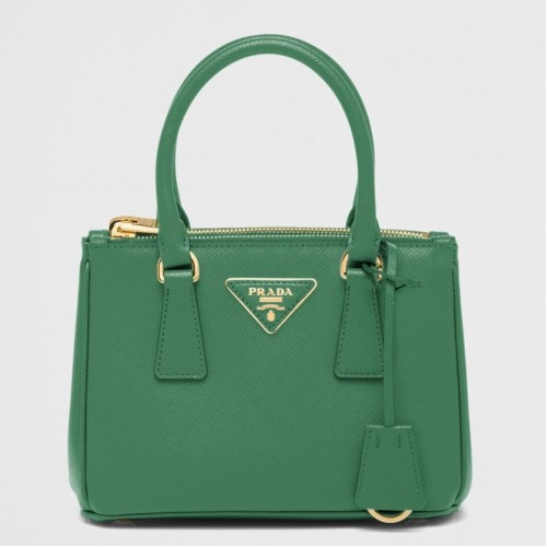 Prada Mini Galleria Bag In Green Saffiano Leather Prada Mini Galleria Bag In Green Saffiano Leather