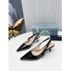 Prada Slingbacks Pumps 45mm In Black Patent Leather