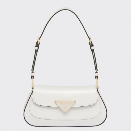 Prada Shoulder Bag in White Brushed Calfskin