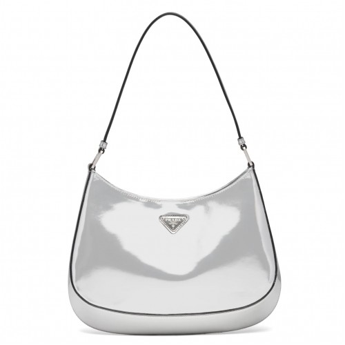 Prada Cleo Small Bag In Silver Brushed Leather