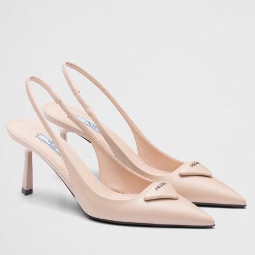 Prada Slingback Pumps 75MM In Powder Brushed Leather Prada Slingback Pumps 75MM In Powder Brushed Leather