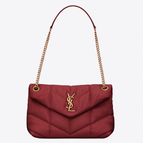 Saint Laurent Puffer Small Chain Bag In Red Lambskin Saint Laurent Puffer Small Chain Bag In Red Lambskin