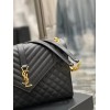 Saint Laurent Envelope Large Bag In Black Matelasse Grained Leather
