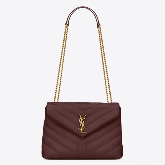 Saint Laurent LouLou Small Chain Bag In Burgundy Quilted Calfskin Saint Laurent LouLou Small Chain Bag In Burgundy Quilted Calfskin