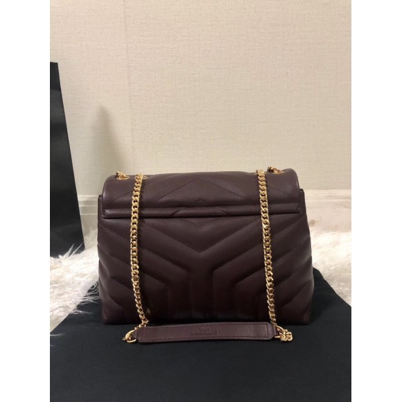Saint Laurent LouLou Small Chain Bag In Burgundy Quilted Calfskin Saint Laurent LouLou Small Chain Bag In Burgundy Quilted Calfskin