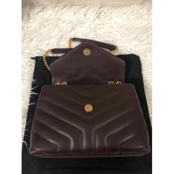 Saint Laurent LouLou Small Chain Bag In Burgundy Quilted Calfskin Saint Laurent LouLou Small Chain Bag In Burgundy Quilted Calfskin