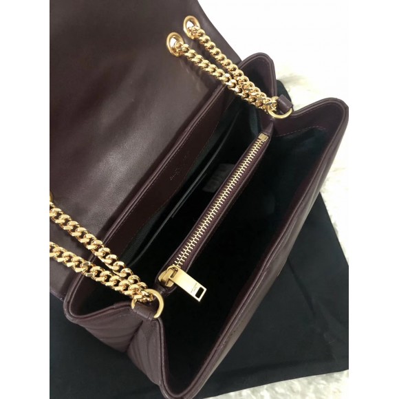 Saint Laurent LouLou Small Chain Bag In Burgundy Quilted Calfskin Saint Laurent LouLou Small Chain Bag In Burgundy Quilted Calfskin