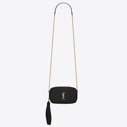 Saint Laurent Lou Mini Bag In Black Calfskin Saint Laurent Lou Mini Bag In Black Calfskin